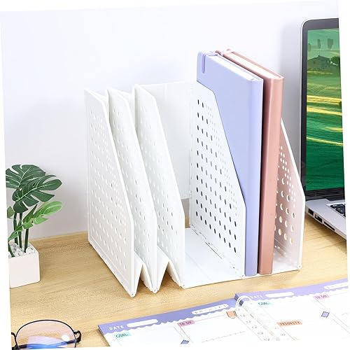 Miniatura 9 de Uonlytech Organizador de archivos de escritorio, soporte para revistas, plástico resistente, organización de oficina, estantería de escritorio