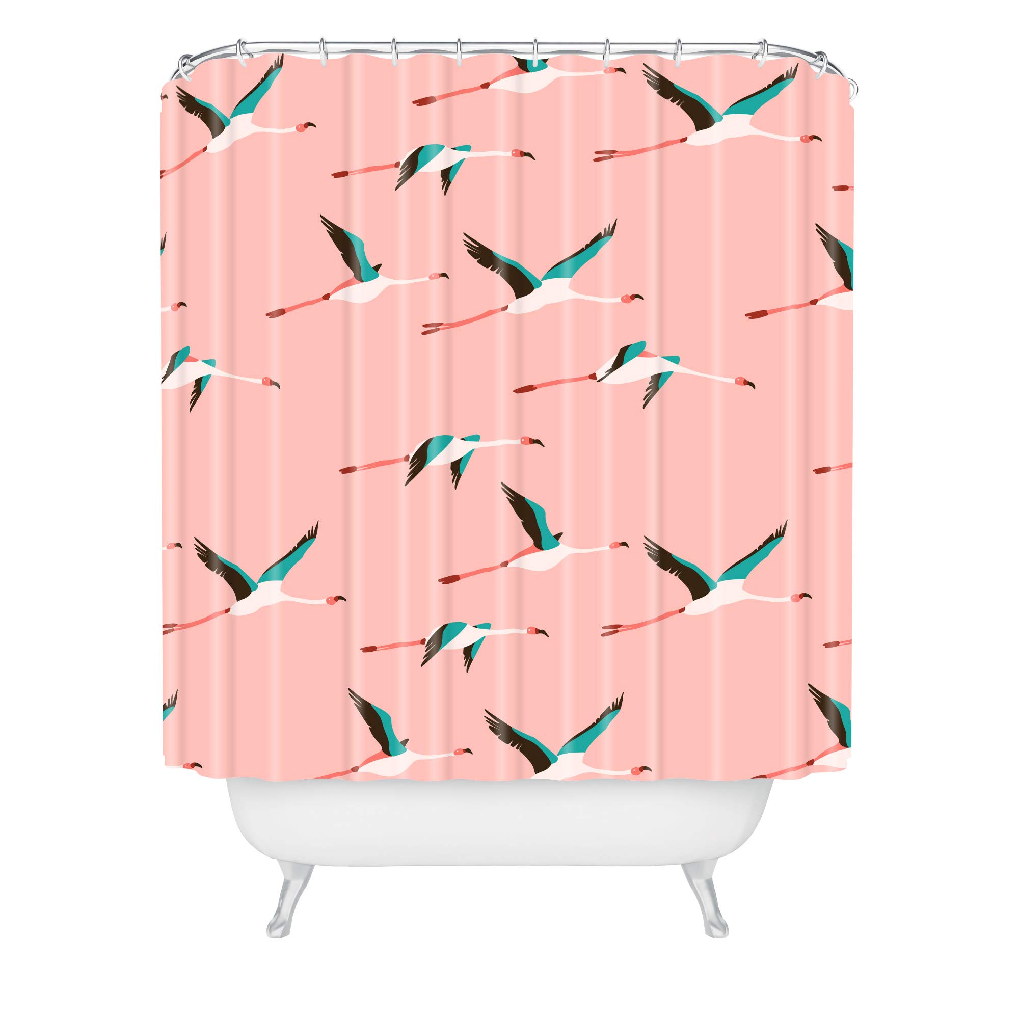 Deny Designs Holli Zollinger Flamingo - Cortina de Ducha, 182,88 x 172,88 cm