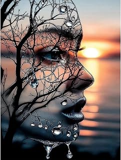 Abstract Diamond Art Kits for Adults,5D Landscape Diamond Painting Kits | DIY Full Round Drill Modern Paint by Diamonds Dot Gem Art for Home Wall Decor 12x16inch