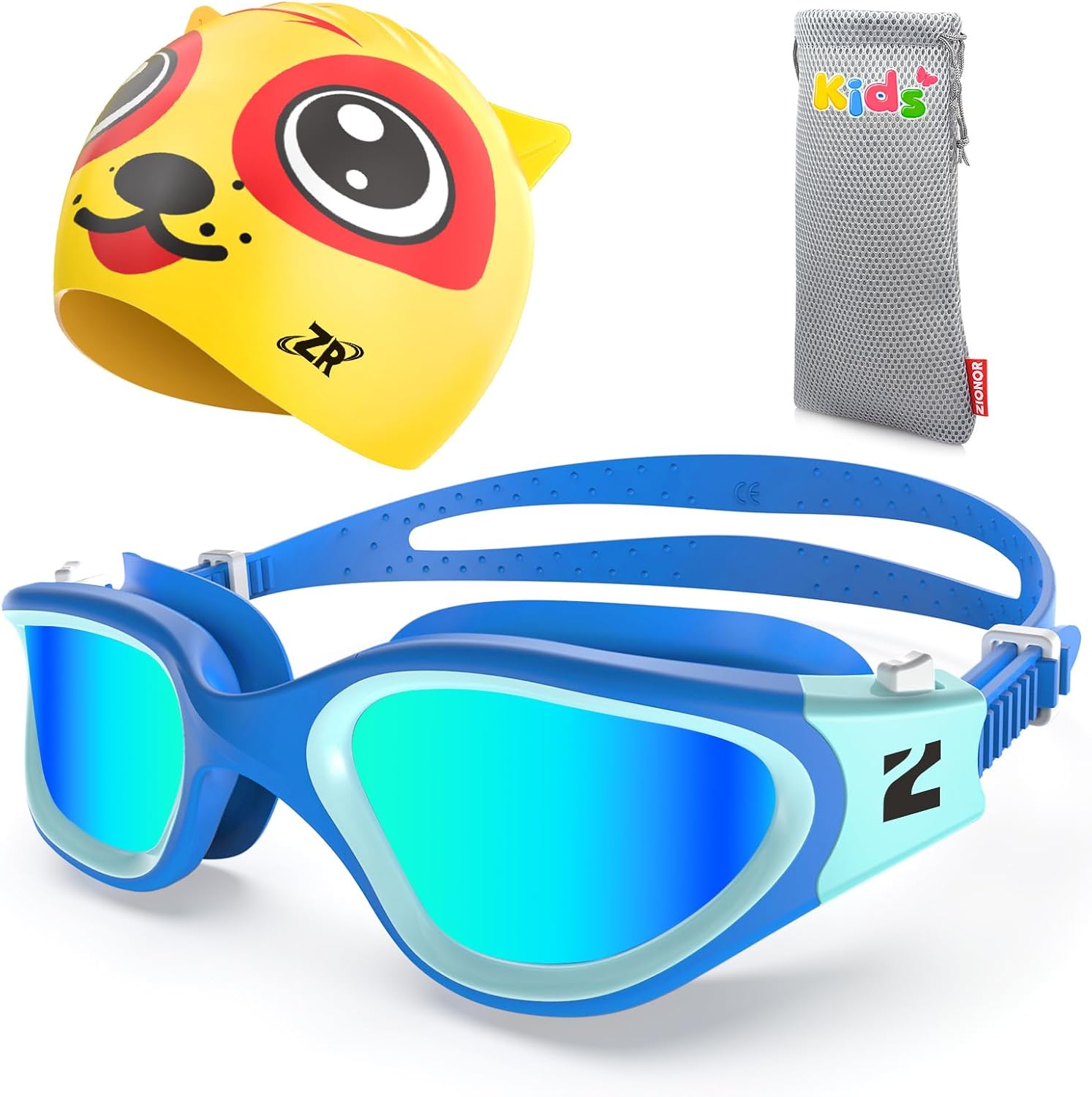ZIONOR Kids Swim Goggles with Swim Cap, G1 MINI SE Anti-Fog UV Protection, Leakproof Comfortable Fit for Boys Girls