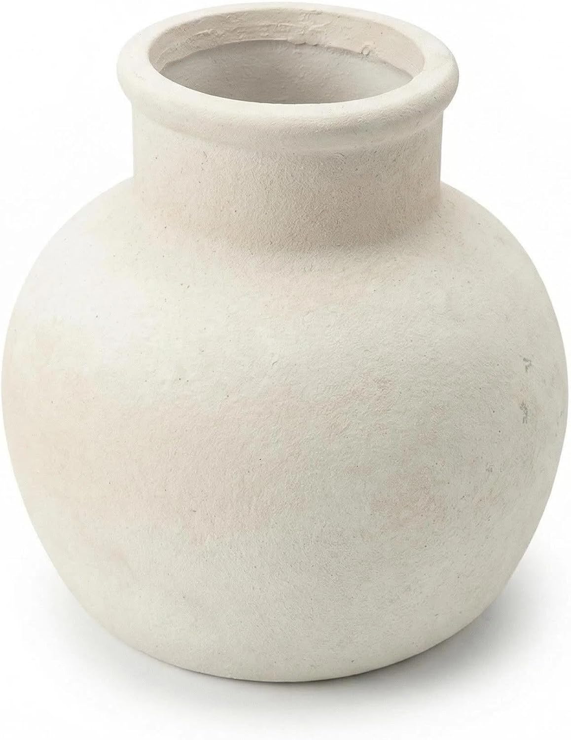 Farmhouse Table Vase, 5.7 Inch Ceramic Pot, Rustic Boho Terracotta Decor for Shelf, Mantel, Bookshelf, Living Room, Handmade Aged Look Centerpiece