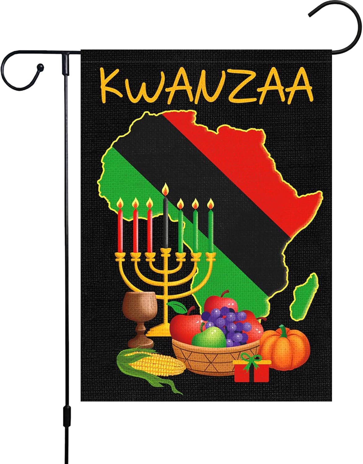 Heyfibro Kwanzaa Garden Flag Kinara Candles Afro American