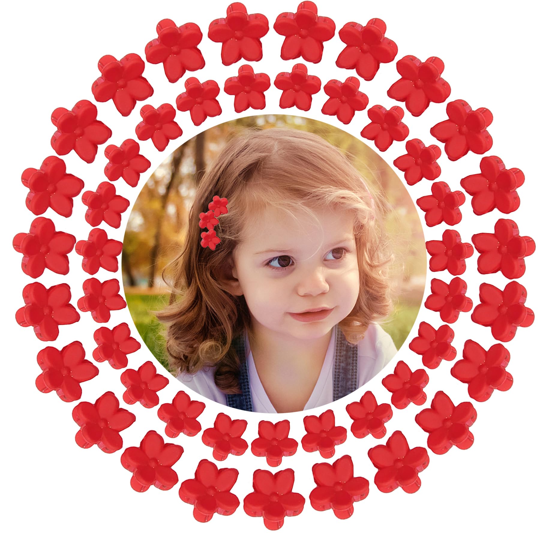 40Pcs Baby Girls Hair Bangs Mini Hair Claw Clip Kids Hair Pin 20 Colors for Girls (Floral 60pcs Red)