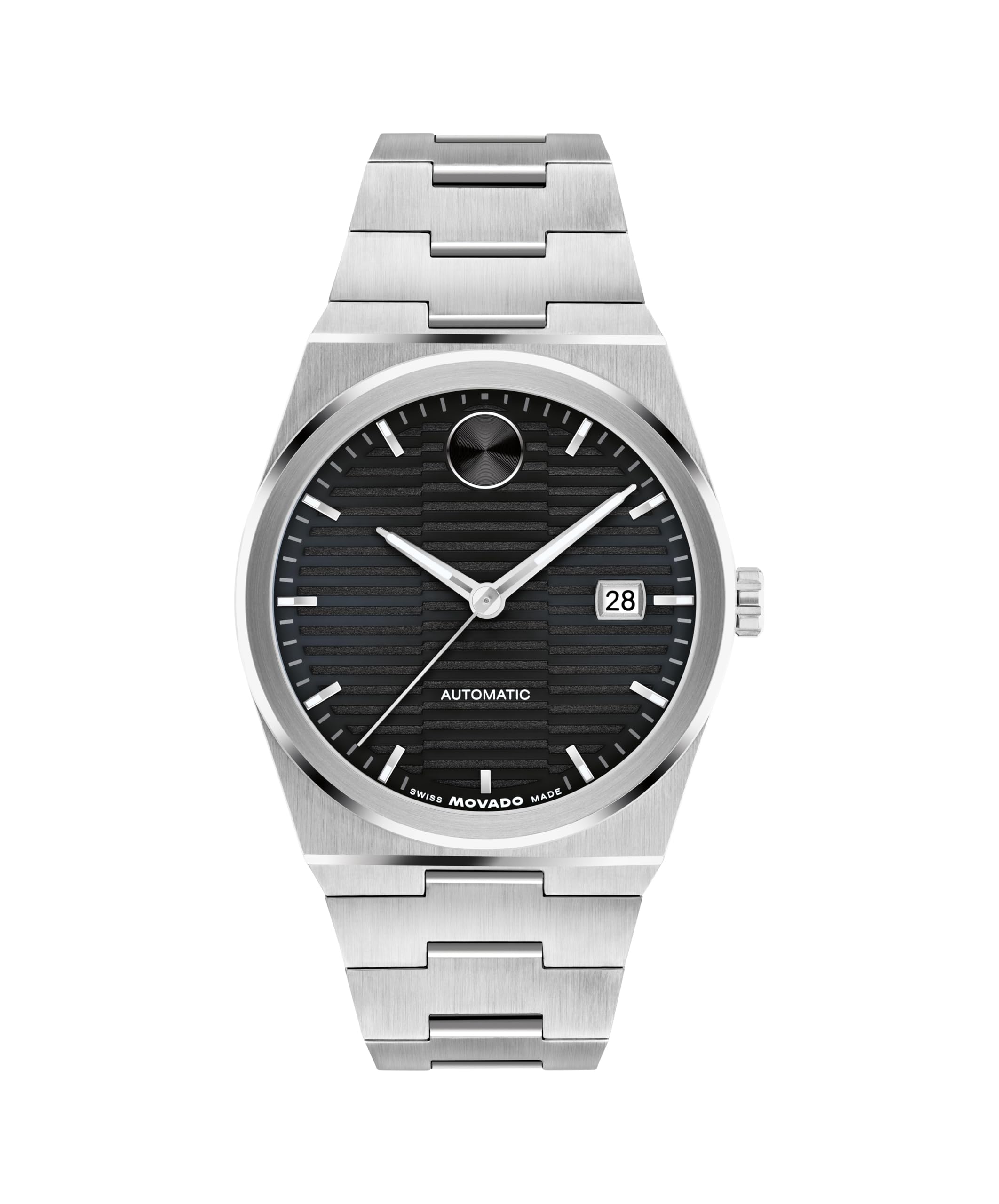 Movado Bold Quest Men's Luxury Automatic Watch - Swiss Self-Winding Movement, Stainless Steel Bracelet, Water Resistance 50 Meters (5ATM) - Classic Timepiece - Gift for Him - 39mm