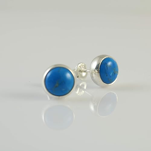 Vista 88 de Sterling Silver Black Onyx Handmade Round Stud Earrings for Women & Men - 9mm Black Onyx Cabochon