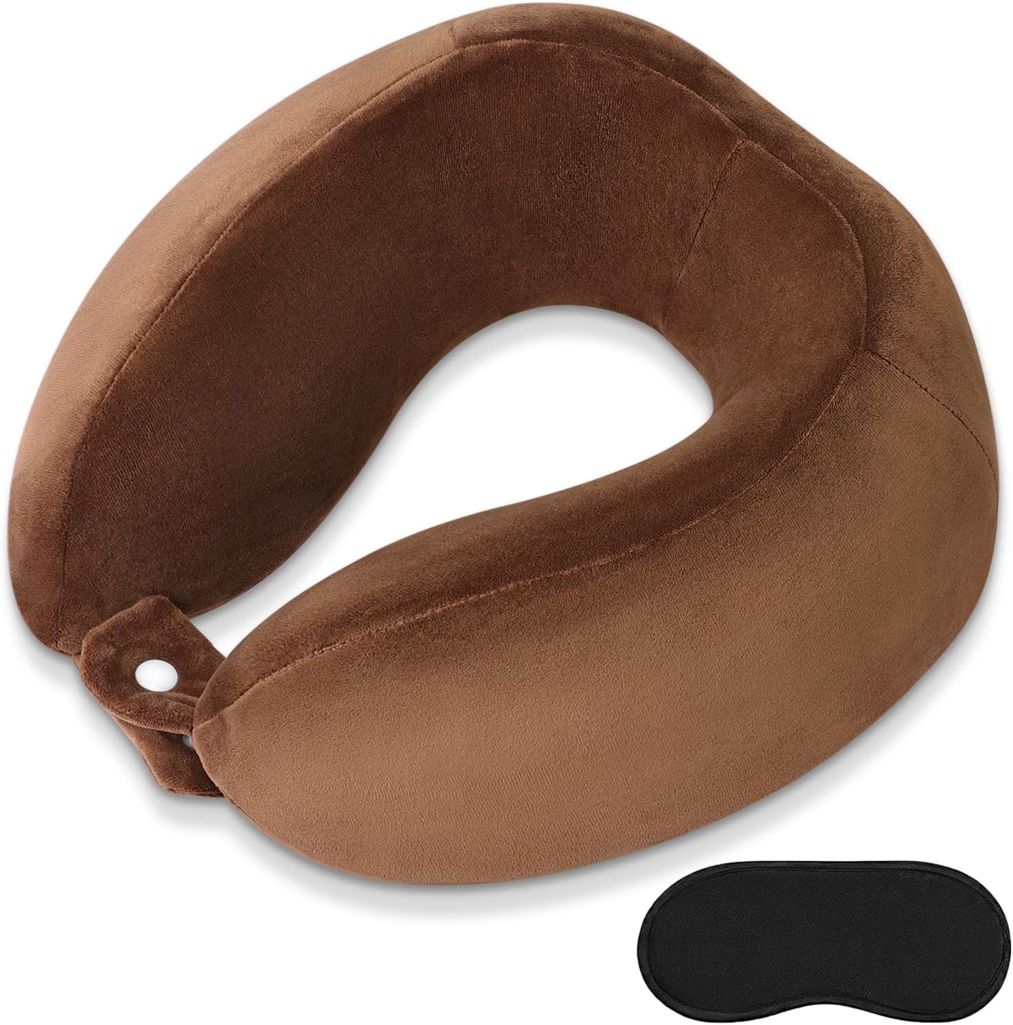 FEUFOAM Neck Pillow Portable Memory Foam Travel Pillows with Velvet Cover Adjustable Neck Support Pillows for Airplane Sleeping Cars Trains Offices Home Use