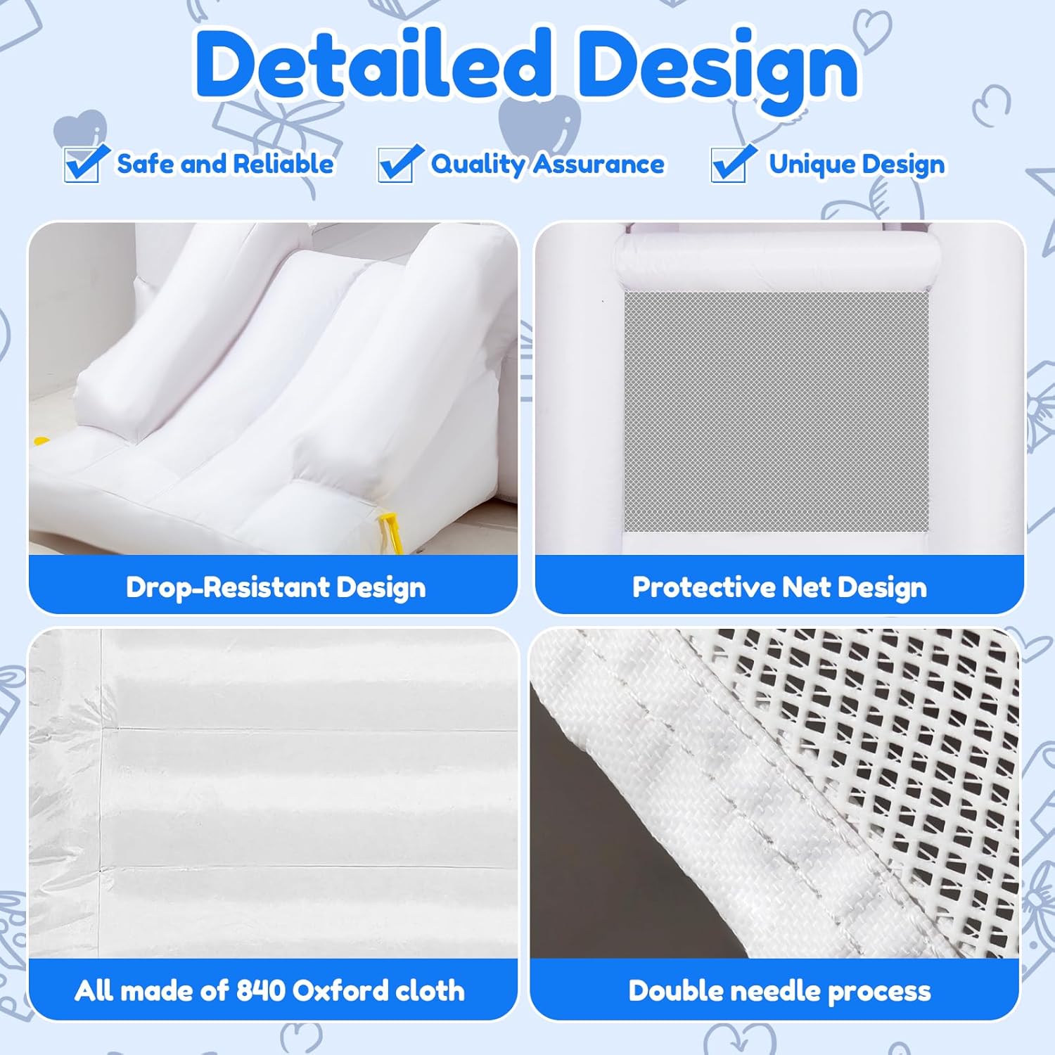 White Bounce House, Inflatable Bounce House with Slide& Blower，White Bouncy Castle for Kids Indoor&Outdoor Kids Ideal Gifts