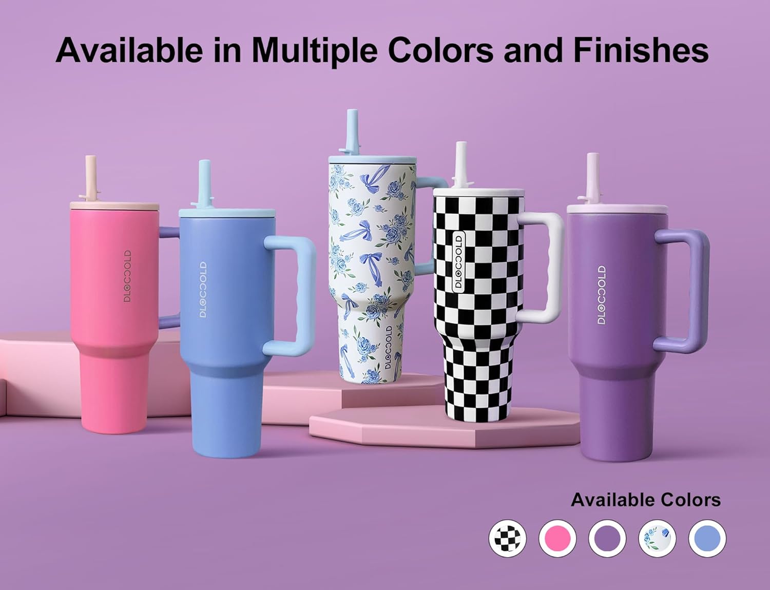 DLOCCOLD 40 oz Tumbler with Handle & Flip Straw, Car Cup Holder Friendly, Leak Resistant Water Bottle, Reusable Insulated Modern Stainless Steel Tumbler, Gifts for Women & Men - Image 7