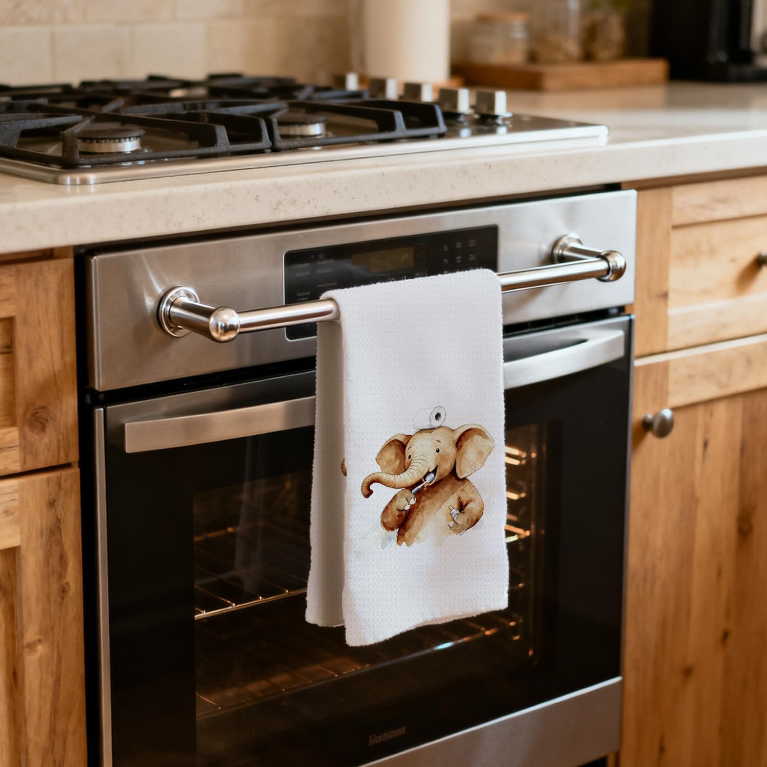 Funny Elephant Bathroom Hand Towels, Gifts for Elephant Lovers, Humorous Brushing Bathing Elephants Hand Towels for Bathroom Washroom Restroom Decor, 16x24 Inch Set of 2 - Image 5