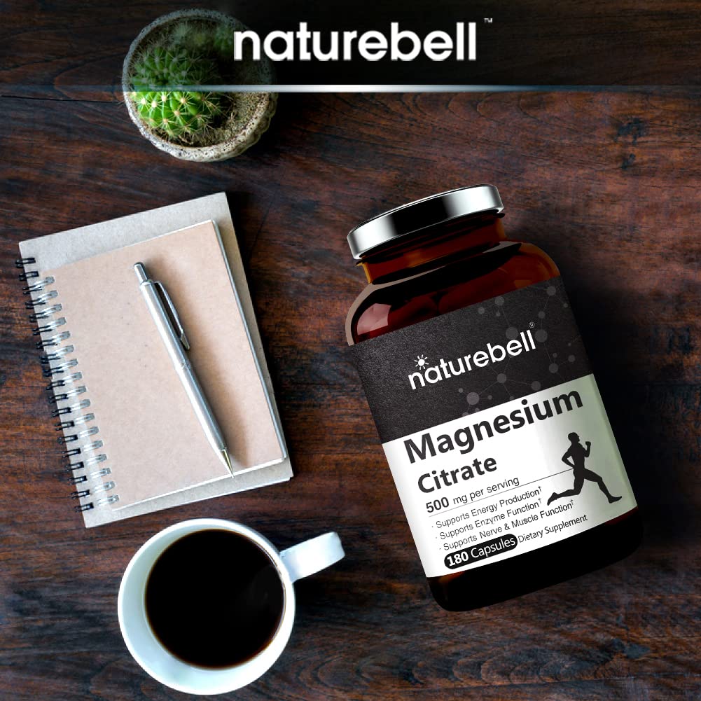 Elemental Magnesium 500mg Per Serving as Magnesium Citrate,180 Capsules