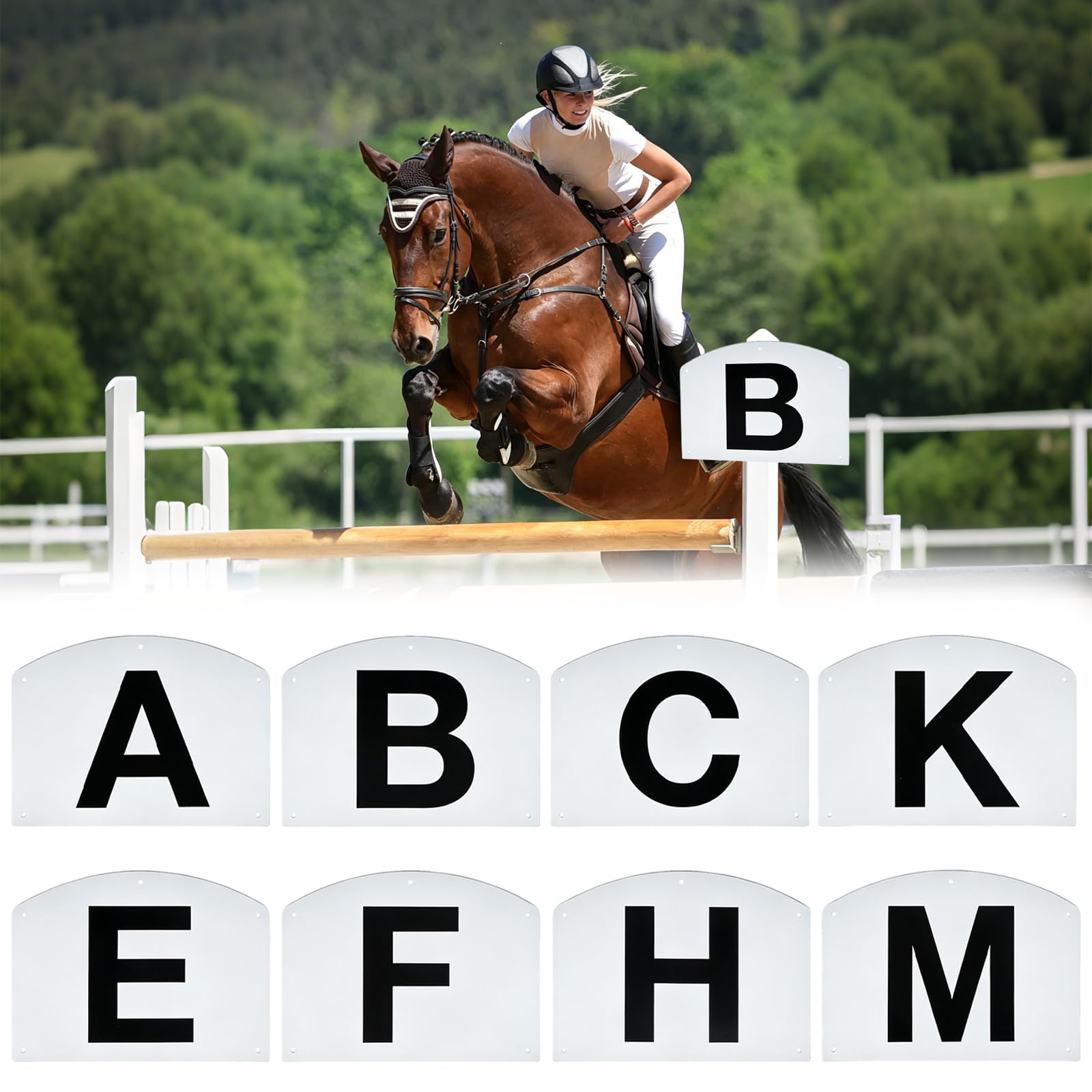 Dressurviereck Buchstaben Set für Reitplatz, 8 Stück Dressur Viereck Buchstaben Wettkampf Dressurmarker, Markierungstafeln für Reitsport & Pferdetraining