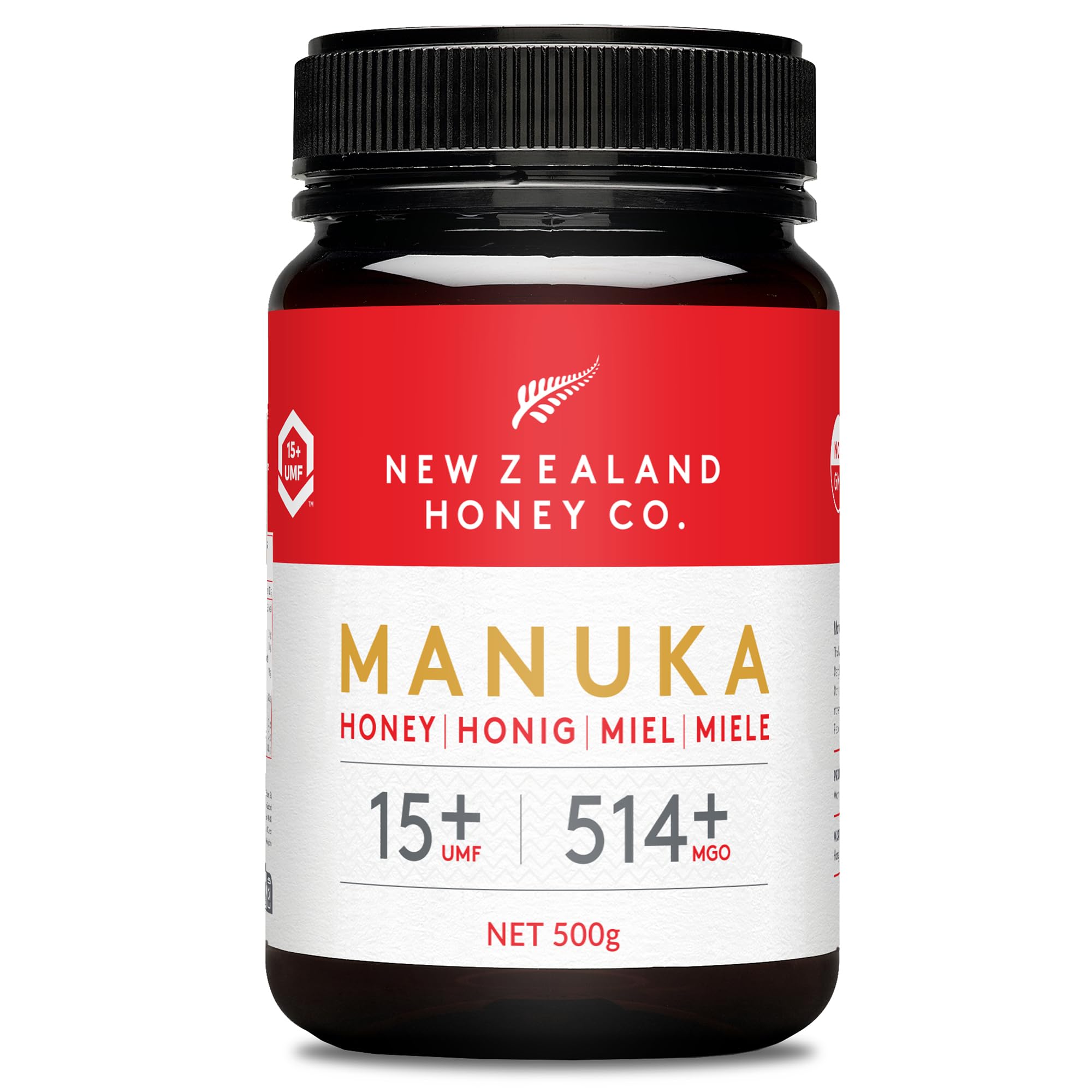 New Zealand Honey Co. Miel de Manuka UMF 15+ / MGO 514+ – Cruda y