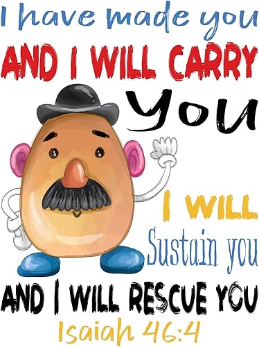 Miniatura 5 de Toy Story - Juego de 4 impresiones de acuarela cristiana sin marco, Woody, Buzz Lightyear, Mr. Potato Head y Alien con versos de la Biblia