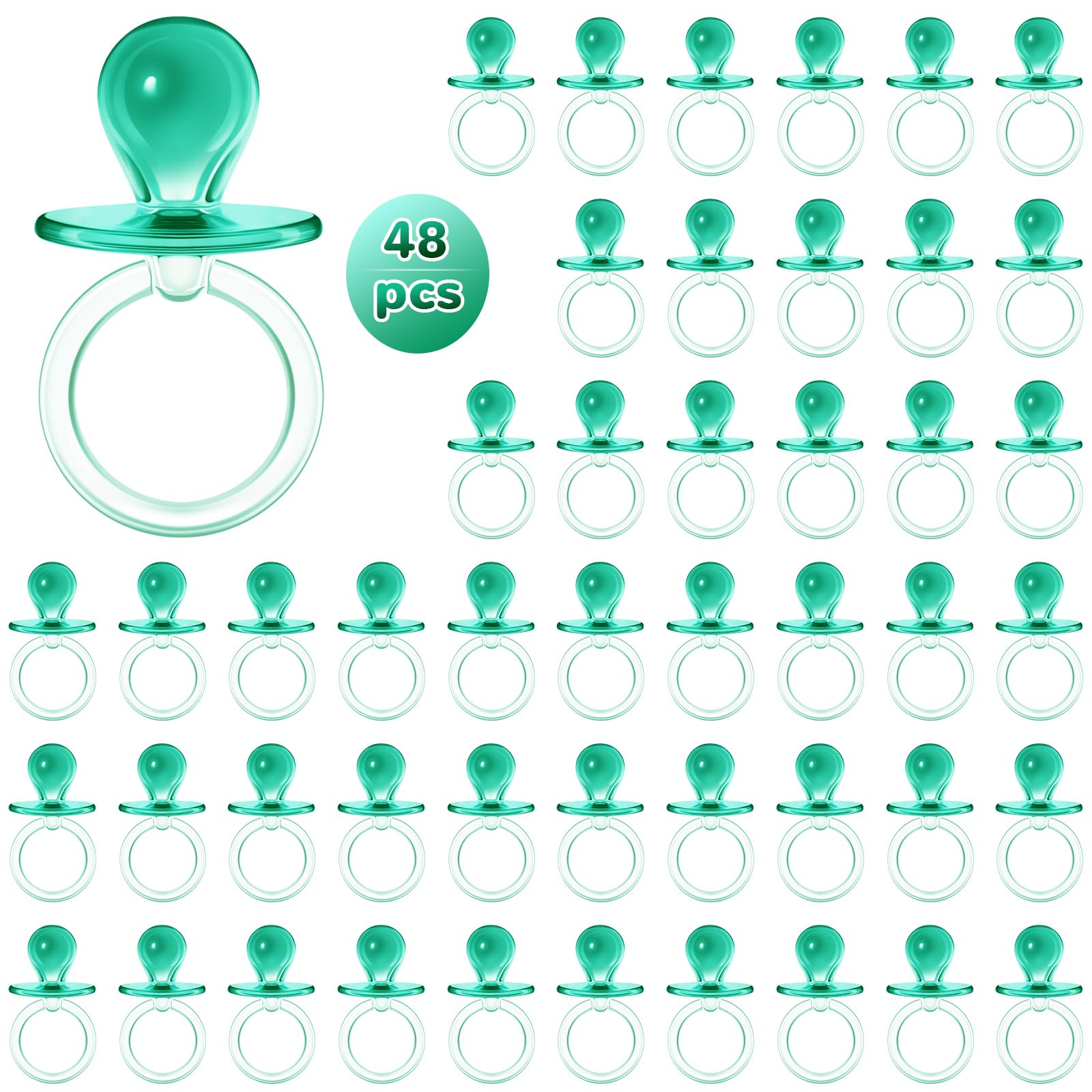 Jetec 48 Pieces 2.5 Inch Acrylic Baby Pacifiers Gender Reveal Party Decorations for DIY Baby Shower Birthday Party Favors(Green)
