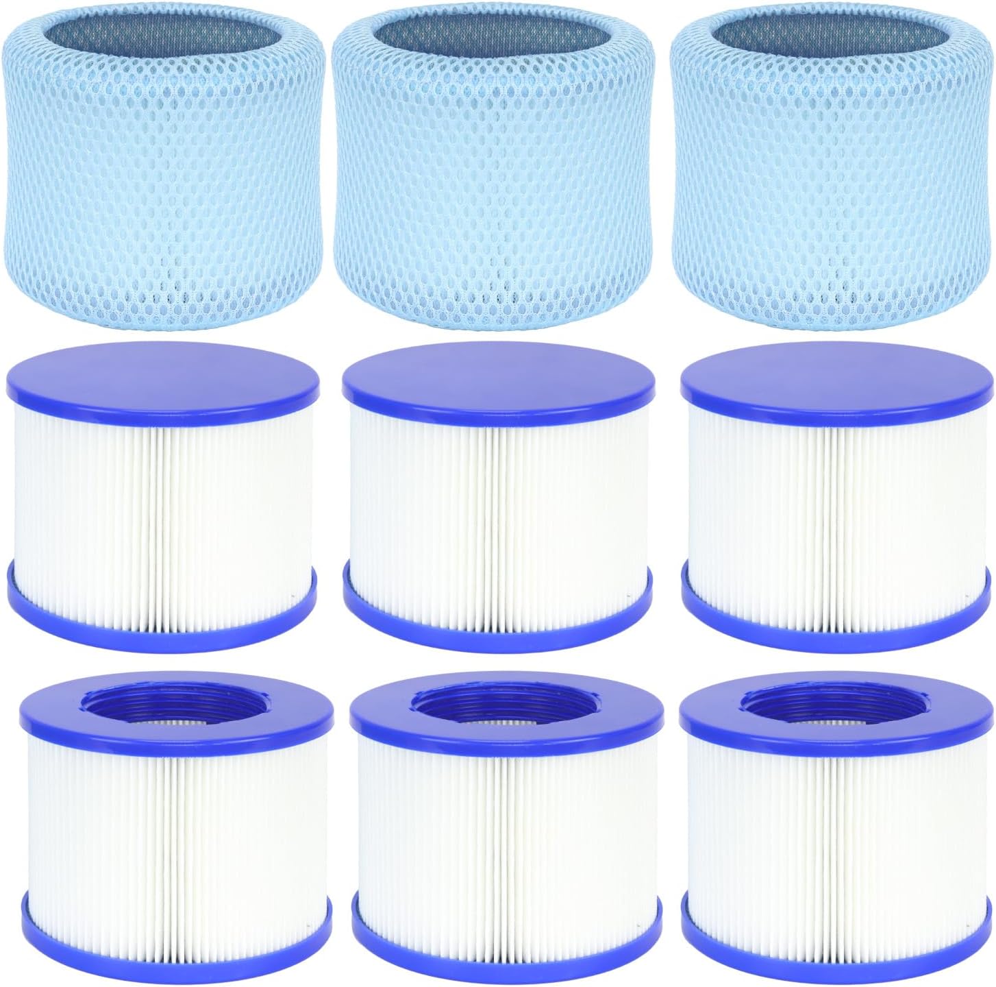60% Denser Filter, High-Efficiency Screw-in Hot Tub spa Filters Replacement Compatible with All Relxtime, Aleko, Wejoy, Aquaspa Hot Tubs & Other Spas (6 Filters + 3 Filter Bags)