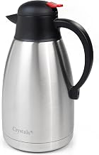 Crystals Stainless Steel Vacuum Flask Airpot Dispenser, 2L, Thermal Jug for Tea, Coffee, Water, Hot and Cold Beverages,Insulated Dispenser, Silver