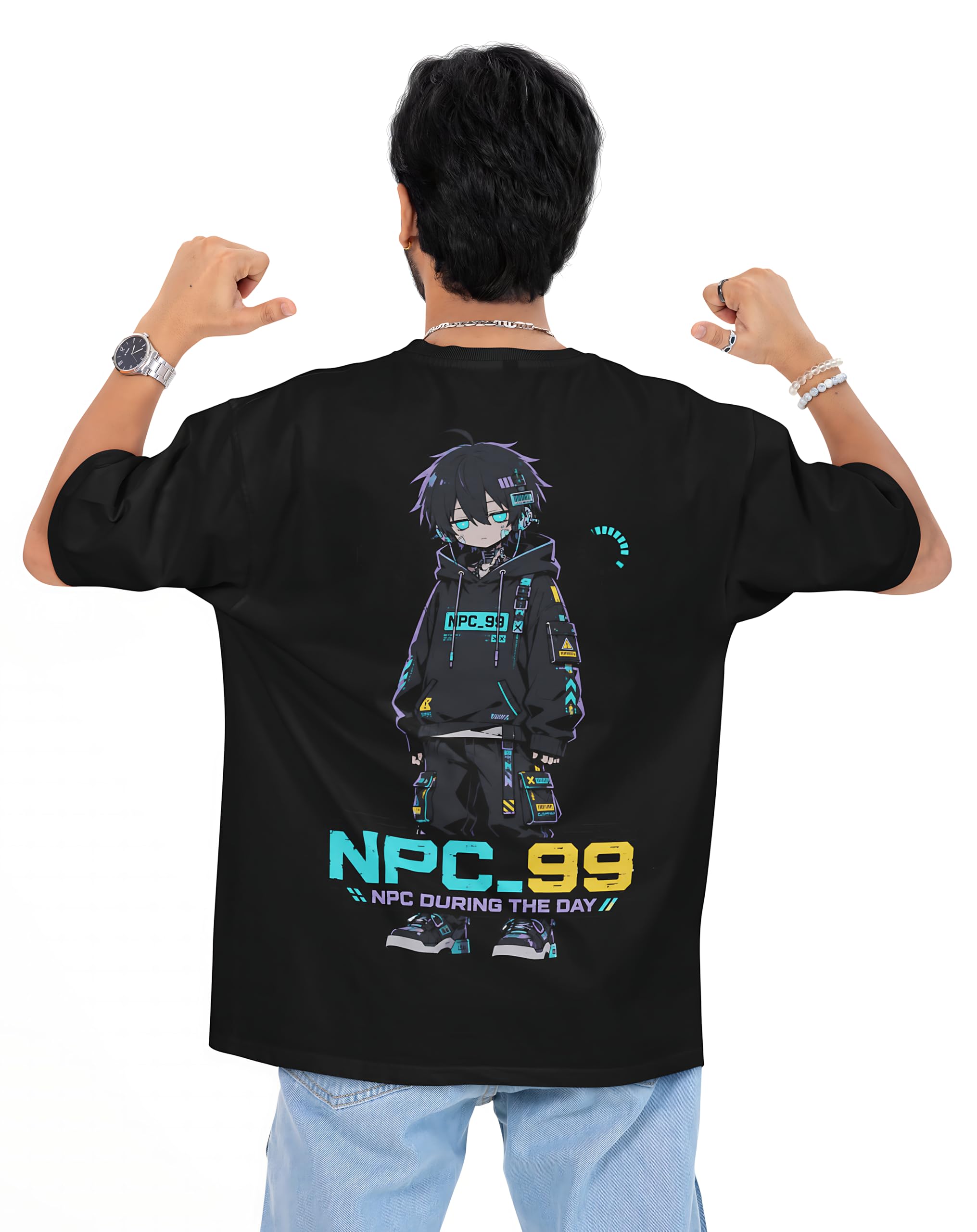 【MYne】CYBER PUNK WORK SHIRT/G03SH121 Buy Goofra NPC 99 Oversized Anime T Shirt for Men Cyberpunk Drop