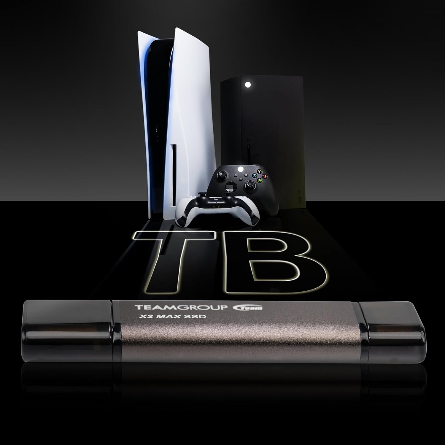 TEAMGROUP 1TB X2 MAX External/Portable SSD 1000MB/s, Dual USB Hard Drive Compatible with iPhone17&iPad&Mac, Steam Deck/PC/Windows/Android/PS5/Laptop/Tesla, Type C &A, USB 3.2 Gen2 TX2MAX31TBT01