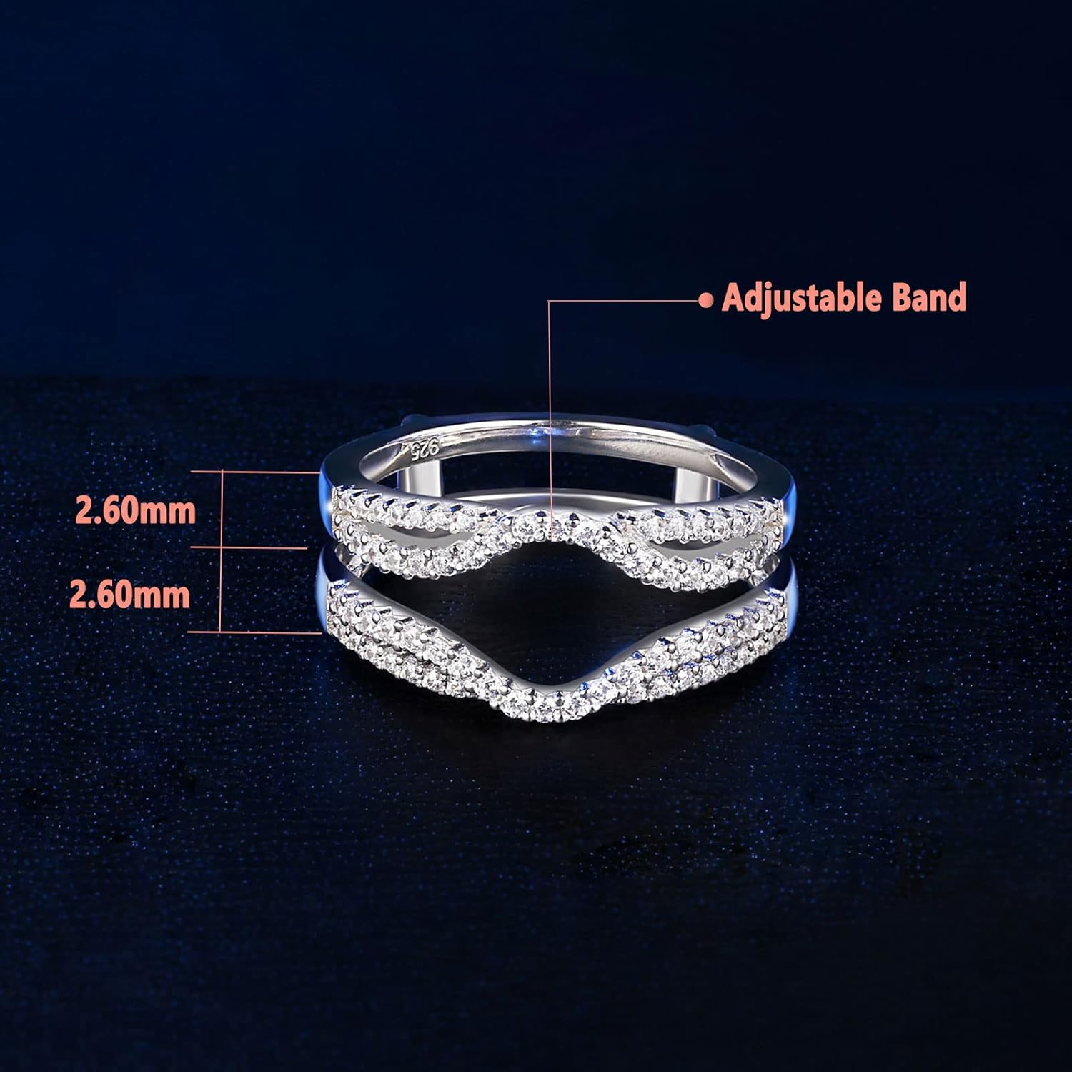 SHELOVES Emerald Cut Engagement Ring Sets for Women 5A CZ with Adjustable Ring Enhancers 925 Sterling Silver Sz 8.5