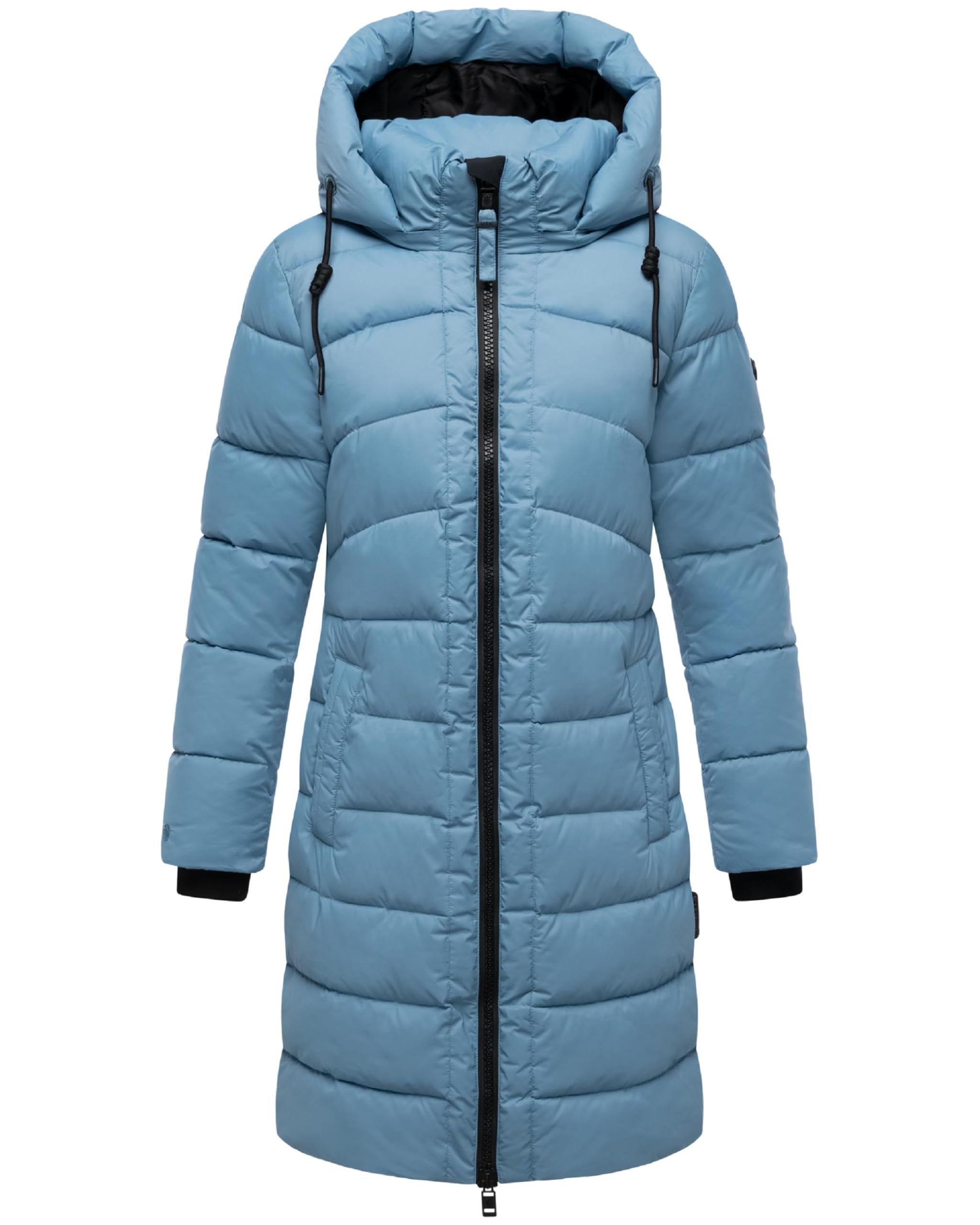MARIKOO Damen Langer Wintermantel warmer Steppmantel mit abnehmbarer Kapuze Kaltnäschen 16 S-3XL