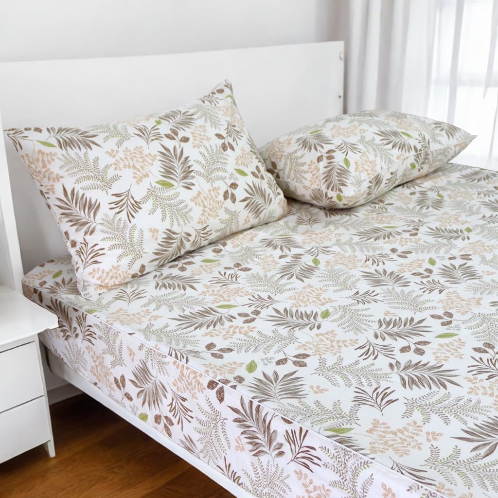 Helthep Floral Sheet Set King, Ultra-Soft and Breathable Cotton Sheet Set with Deep Pocket Fitted Sheet, Flat Sheet and Pillowcases, 4-Piece King Size