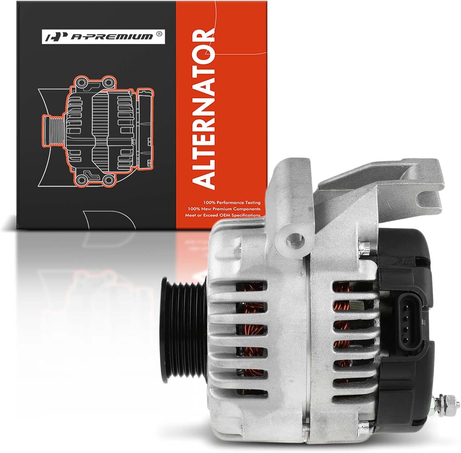 A-Premium Alternator Compatible with Chevy Impala 2002-2004, Monte Carlo 2002-2004 & Buick Regal 2002-2004, V6 3.8L, 105Amp 12V 6-Groove Pulley Clockwise, Replace# 400-12227, 321-1843