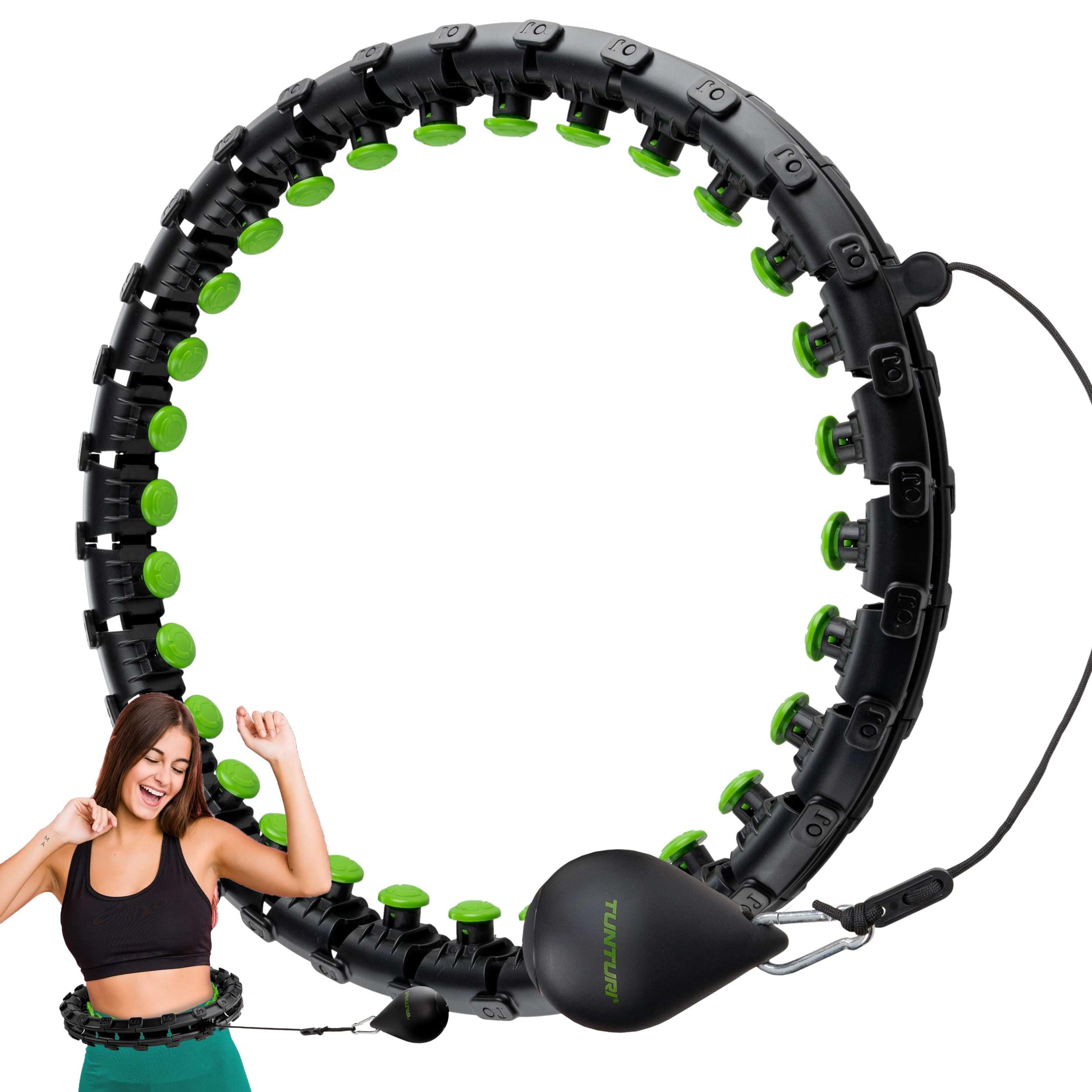 Tunturi Hula Hoop Cerceau réglable pour adultes et débutants, pour perte de poids et fitness