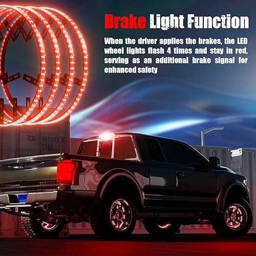 Miniatura 5 de SUNPIE Luces de rueda RGB de 14.5 pulgadas con gran angular para SUVcoches con llanta de 17 pulgadas y 18 pulgadas con LED secuencial, señal de giro