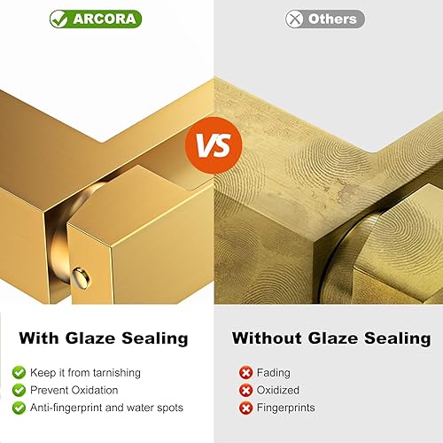 Miniatura 4 de Grifo de Baño de Oro Cepillado ARCORA Grifos de Baño Modernos para Lavabo 3 Agujeros 1 Agujero Grifo de Lavabo de Tocador con Placa de Cubierta y