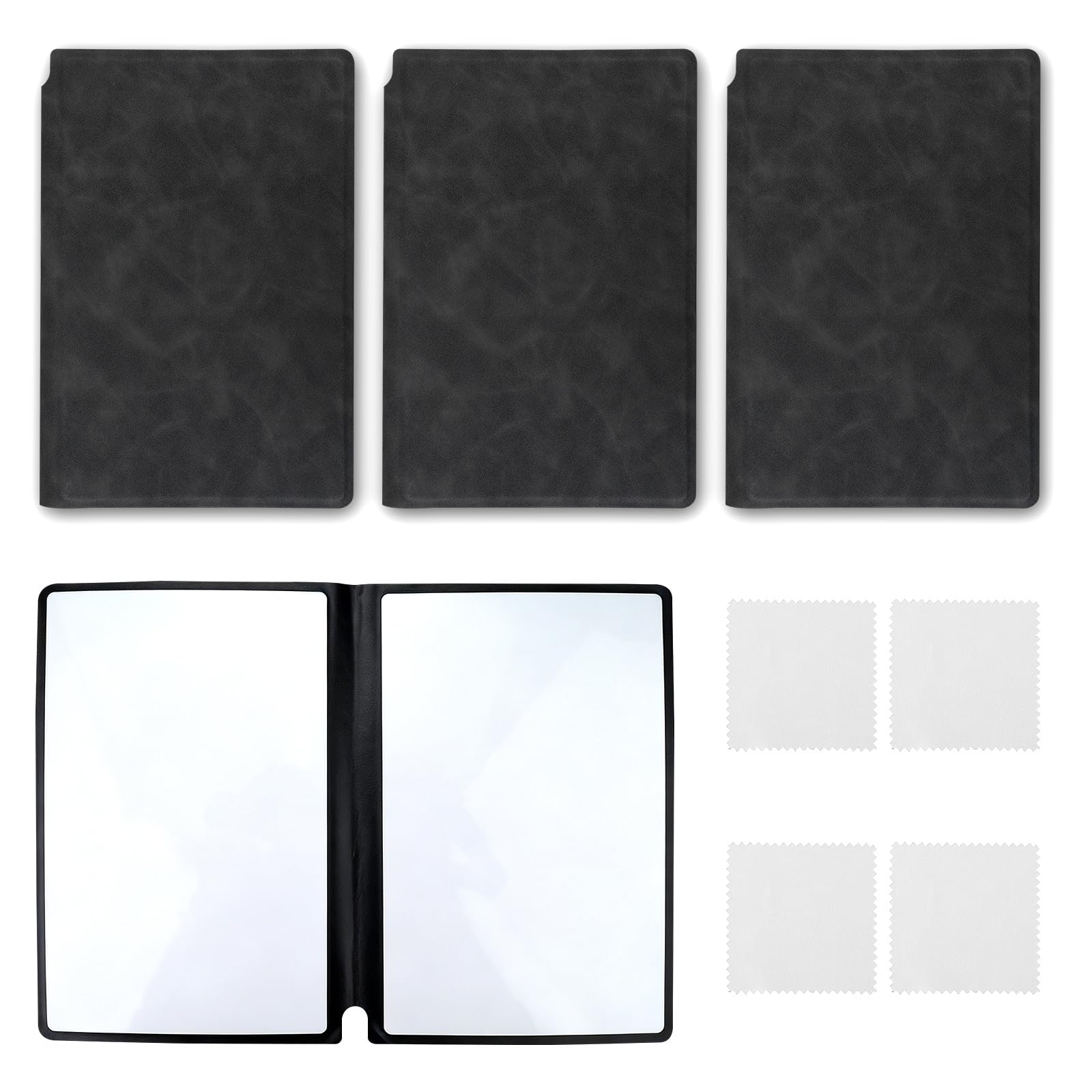 Fatiya 4 Pack A5 Dry Erase Board with PU Cover & Cloth, 9.5" x 6.5" Folding White Board Double Sided Handheld, Portable Reusable Dry Erase Notebook Whiteboard for Home Office Study Meeting