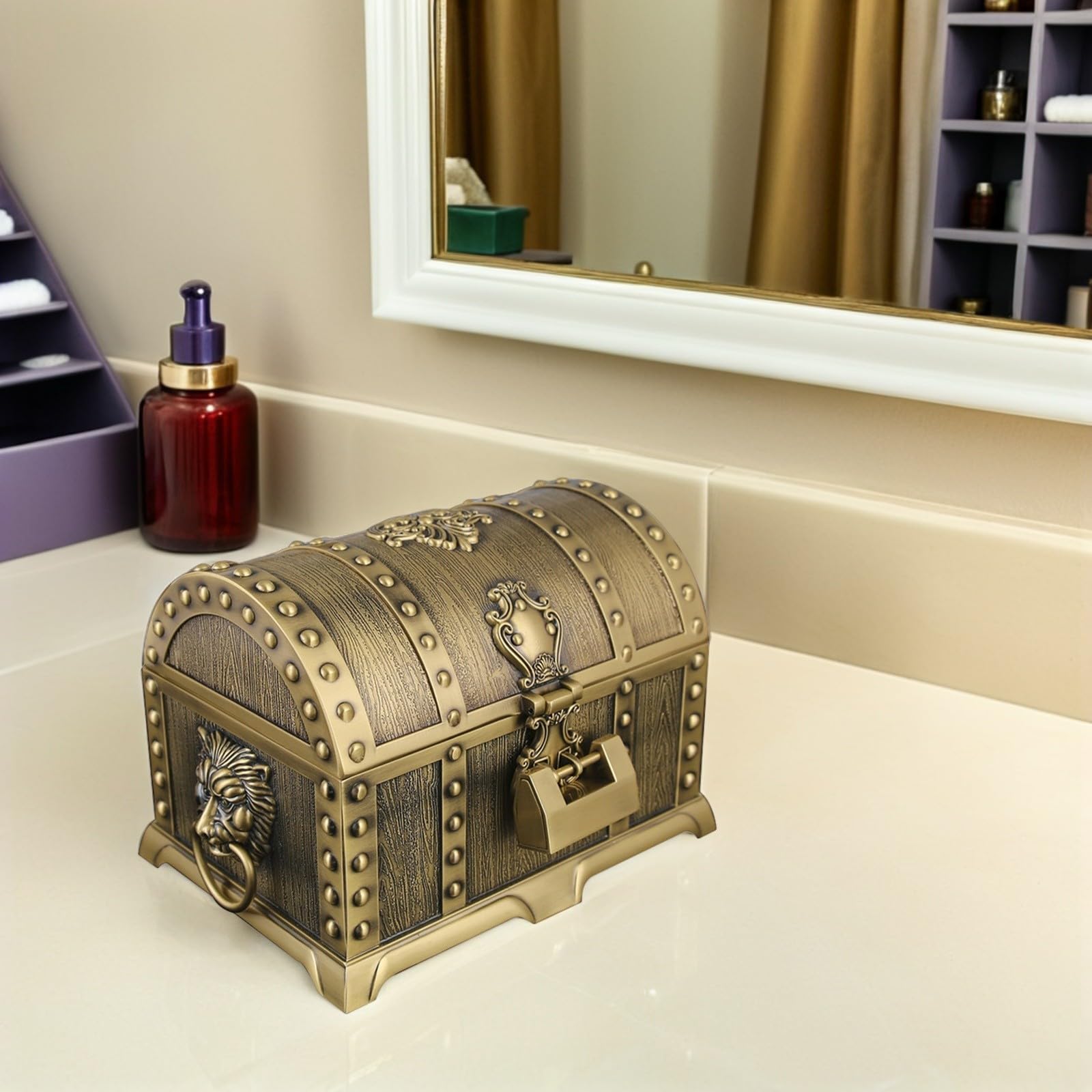GANAZONO Joyero Vintage Pequeño Rectangular con Cerradura para Joyas