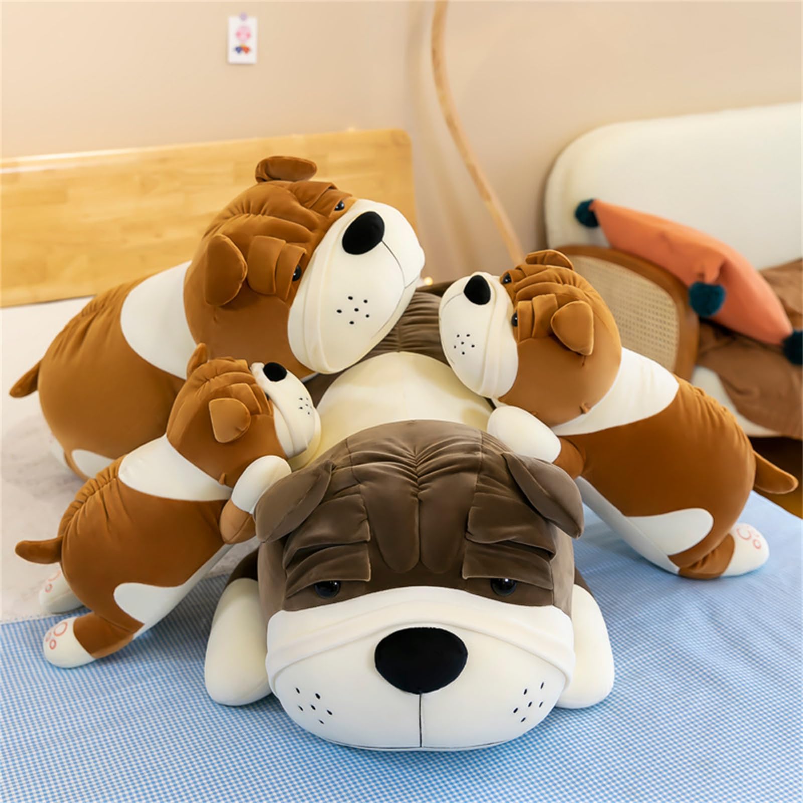 Plüschtiere, Hunde-Plüschkissen, großes Shar-Pei-Kuscheltier, süßes Welpen-Kuscheltierkissen(Brown,60CM)