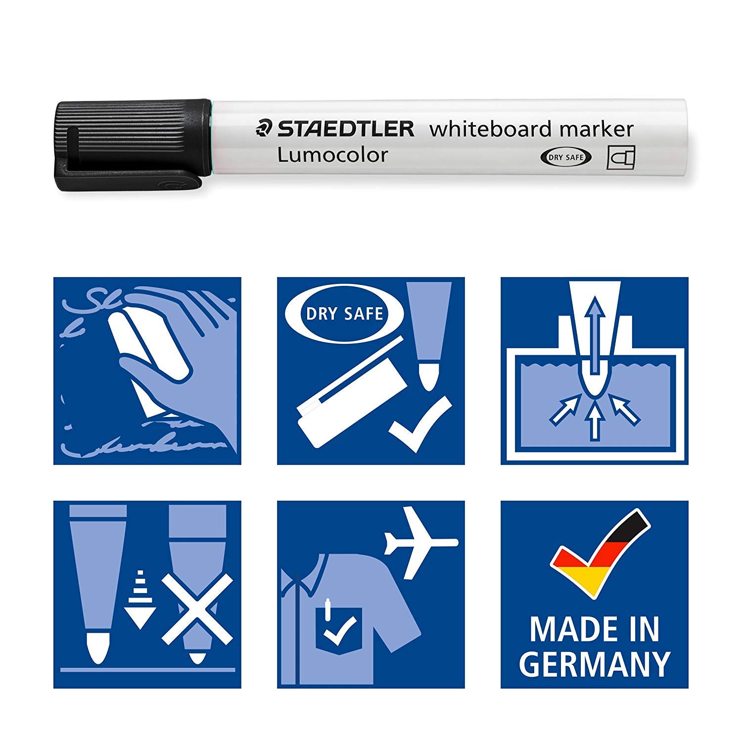 STAEDTLER Lumocolor 351-9 Rotulador para pizarra blanca, punta redonda, 20 unidades, negro