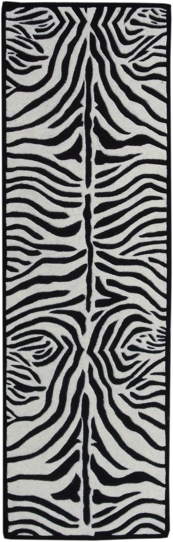 RUG PALACE Bedside Runner Rugs for Bedroom, 2.5ft x 8ft, Wool, Black & White, Modern Animal Design, Export Quality Handmade Tufted Long Carpet for Hallway & Kitchen, Rectangular