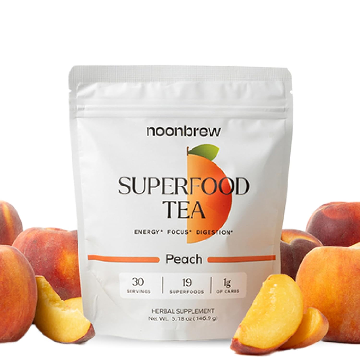 NoonBrew Adaptogenic Peach Oolong Mushroom Tea Powder