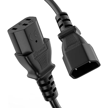 ETEC IEC Cable Extension 3-Pin 3 m IEC Plug Power Plug C14 to IEC Coupling C13 Female Extension Cable Power Cable for PC Printer Monitor Black