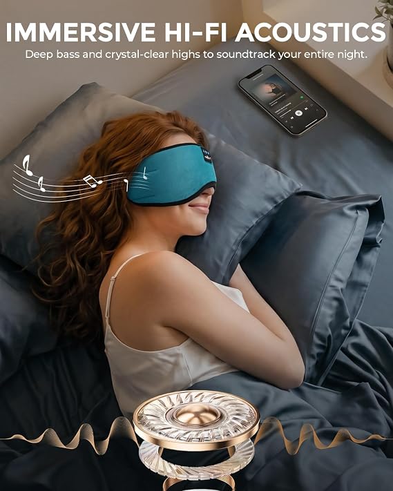 MUSICOZY Breathable Sleep Mask Headphones, 100% Blackout for Side Sleepers