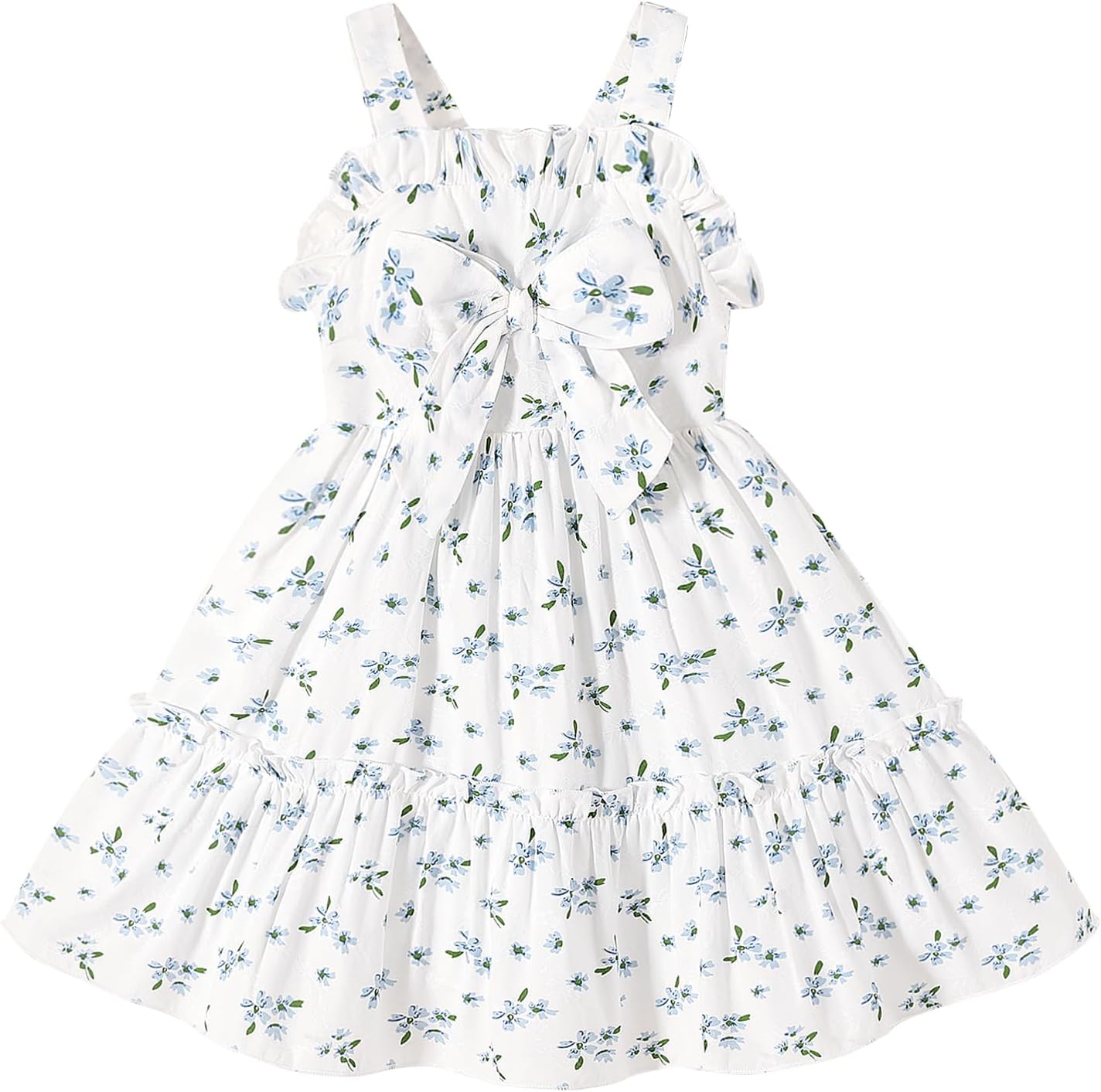 HAPPYMA Toddler Dress Baby Girl Summer Clothes Bowknot Ruffle Sleeveless Long Sundress Princess Party Outfits