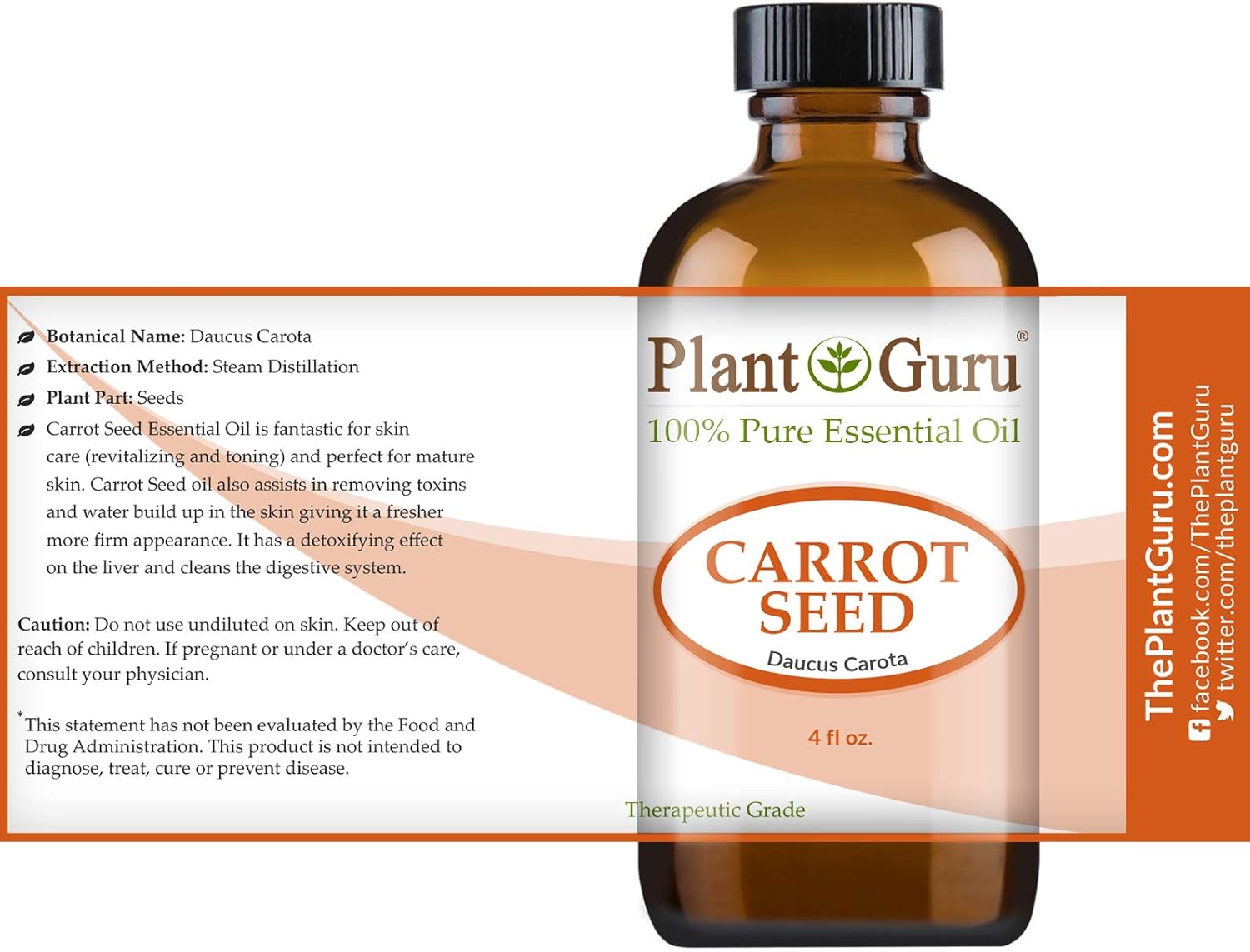 Carrot Seed Essential Oil 4 oz 100% Pure Undiluted Therapeutic Grade.