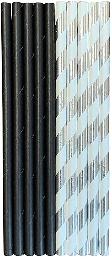 Miniatura 9 de Kingseal Pajitas de cóctel de papel con certificación FSC, agitadores, sin envolver, 5.75 pulgadas de largo x 0.236 in de diámetro, negro, tamaño