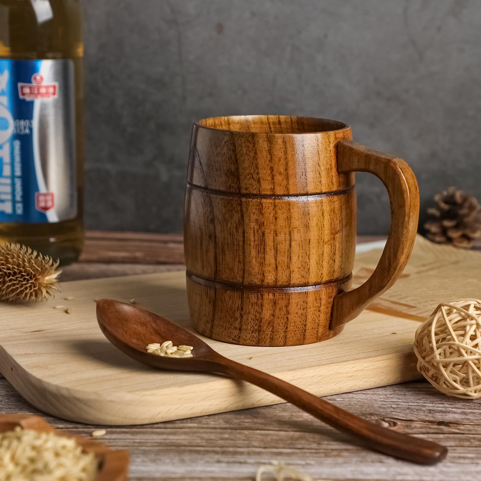 Amazon.co.jp: ビンテージ ビアマグ 木の樽 ビールジョッキ 380ml 樽型