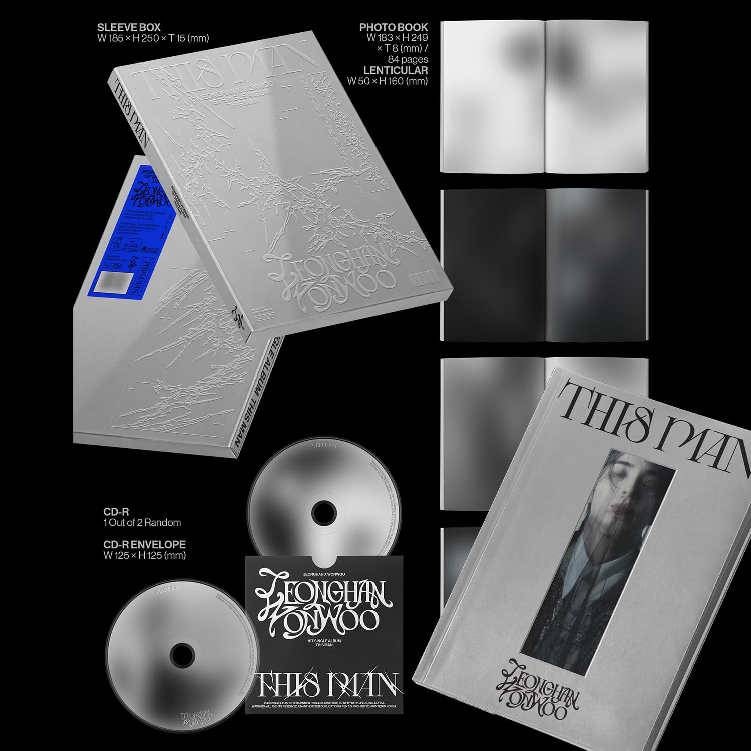 JEONGHAN X WONWOO of SEVENTEEN - 1st Single Album [THIS MAN] (Standard Ver.) Sleeve Box + Photo Book + Lenticular R + Lyric Paper + Sticker + Folded Poster + Photocard + 2 Extra Photocards
