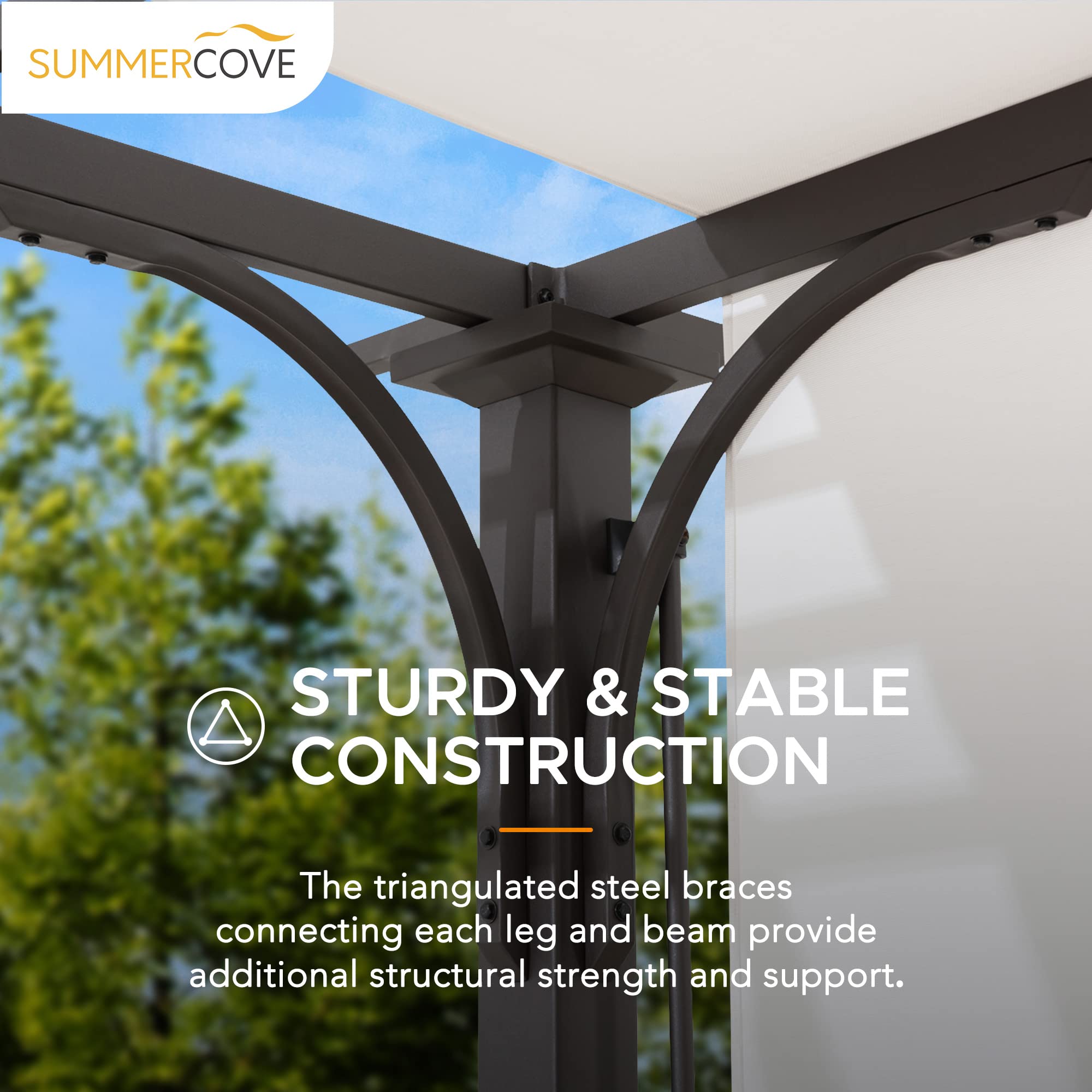 Amazon.com: Sunjoy 10 x 10 ft. Pergola, Outdoor Patio Brown Steel Classic  Frame Pergola with Retractable White Canopy Shade for Backyard, Garden  Activities : Patio, Lawn u0026 Garden