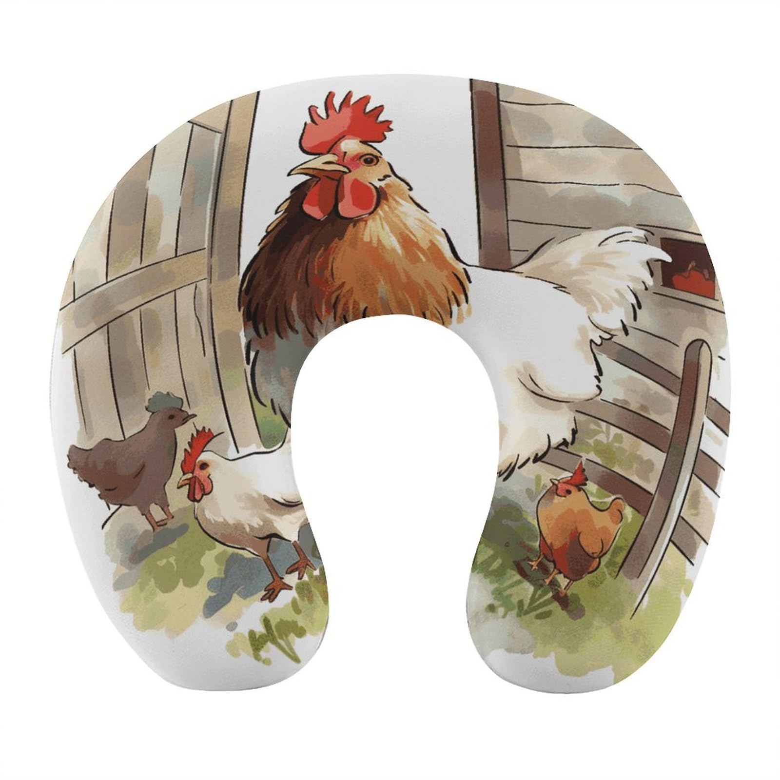 FekiLoot Farm Animals Travel Pillow U Shaped Neck Pillow Comfortable Memory Foam Pillow Portable Soft Headrest Lightweight Neck and Head Support for Planes Trains Self-Driving Cars