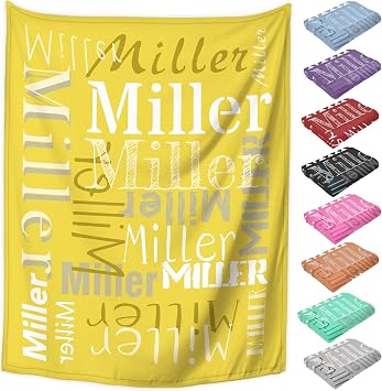 Custom Blanket Personalized with Name Text, Customized Flannel Throws Blankets for Adults Kids Birthday Valentines Day Gift, 30x40 Inches Inches, Yellow