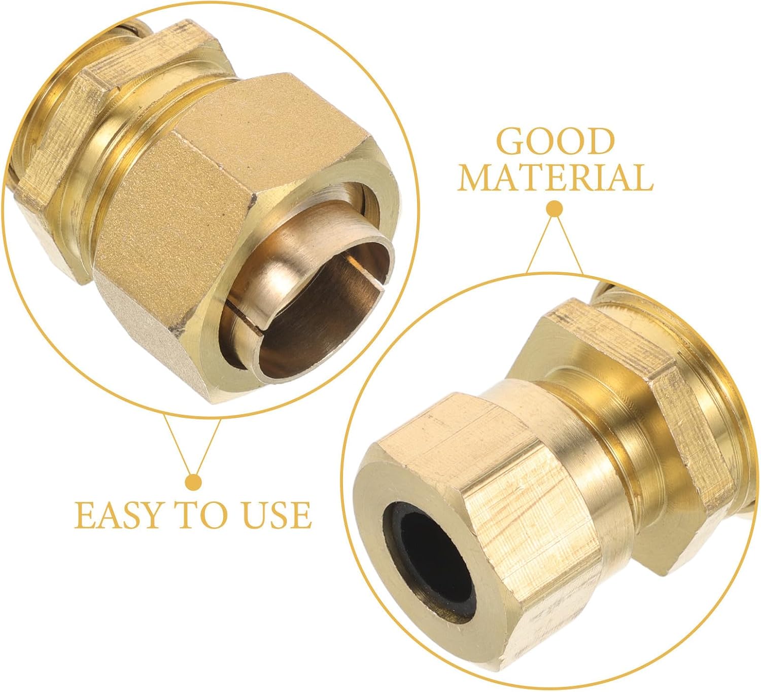 Vaguelly 2pcs Brass Tube Union Fitting Compression Coupling Adapter 1/2 Inch Straight Pipe Connector with High Efficiency Connection and Leakage Prevention for Industrial and Home Use