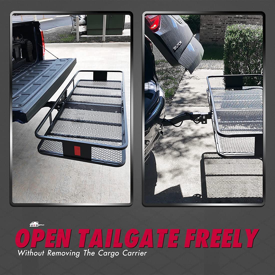 KING BIRD Upgraded 60" x 24" x 6" Folding Hitch Mount Cargo Carrier