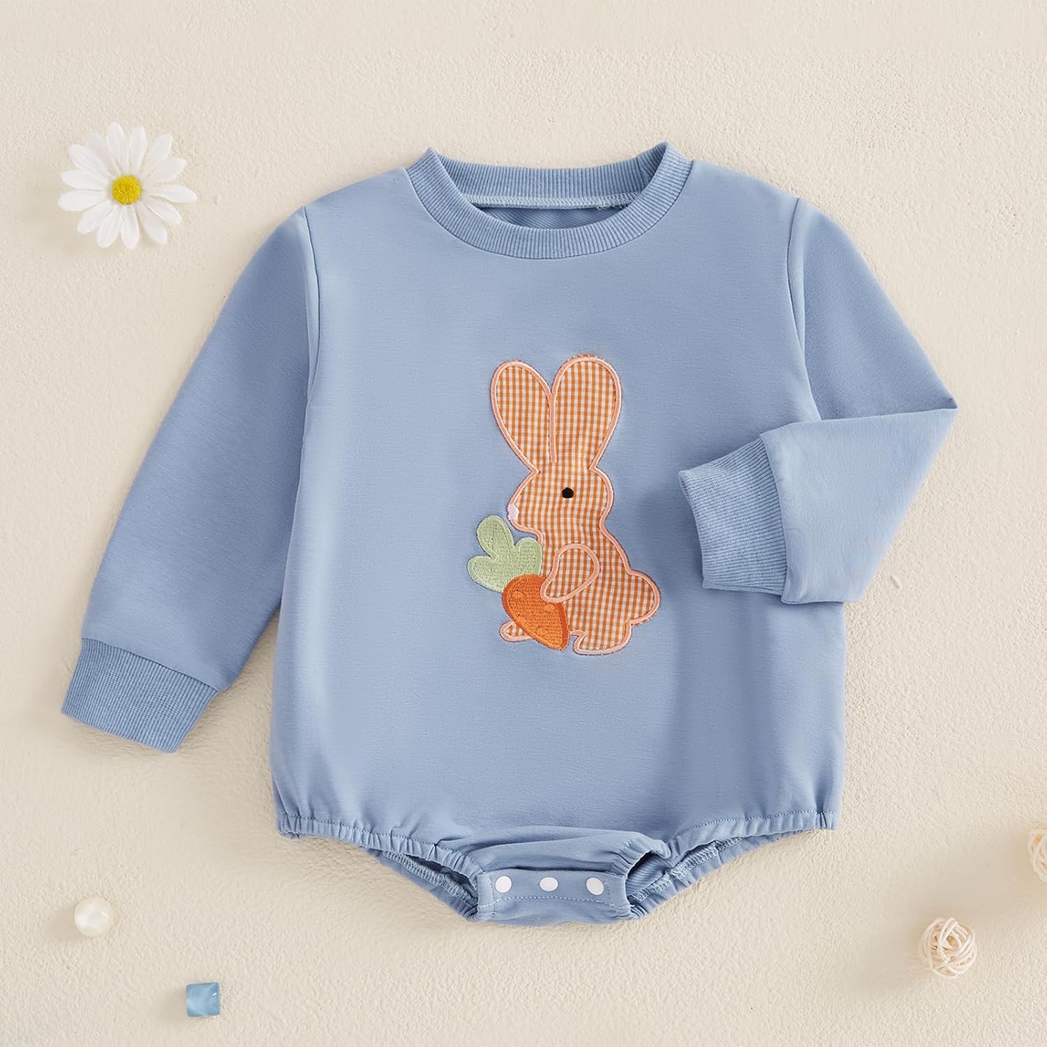 Sasaerucure Baby Boy Easter Long Sleeve Bunny Onesie image 3