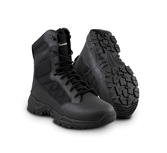 Smith & Wesson Men's Scout Hot Weather Polishable Toe Military Tactical Boots Side Ziper Work Combat Trooper Leather Boots (6-8 Inches)