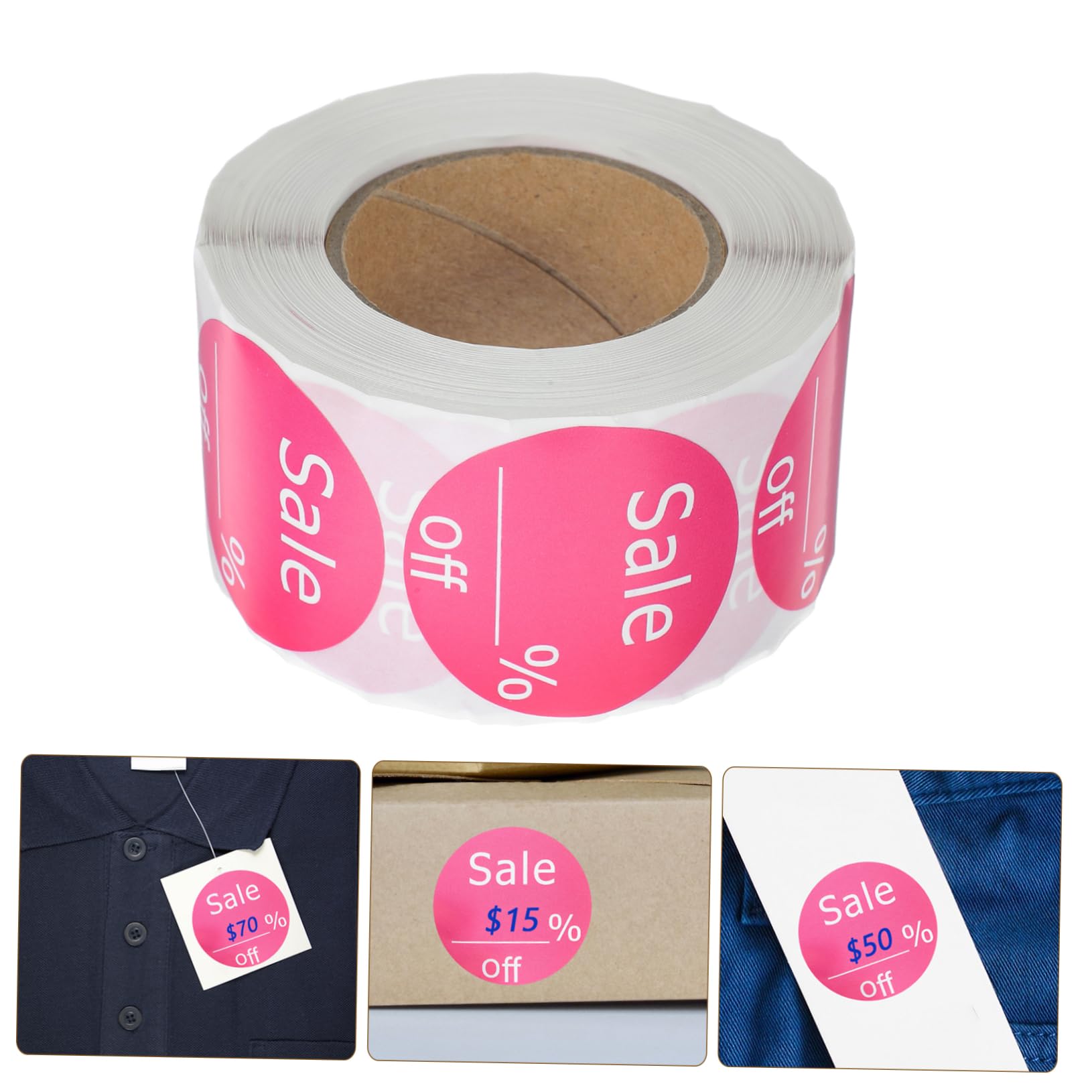 Artibetter 5 Rollos Pegatina redonda extraíble plano redondo etiquetas pequeño pegatinas para precios de joyería de negocios adhesiva redonda Papel Rosado